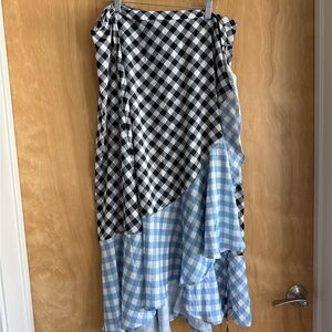 Summersalt Black and Blue Gingham wrap Skirt